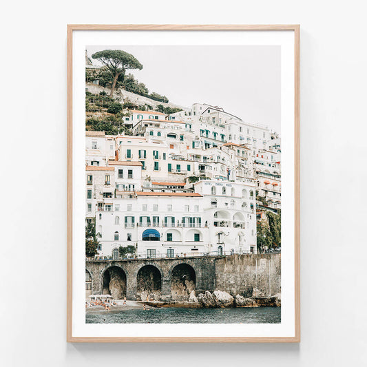 Amalfi Coast 4 wall art print in oak frame