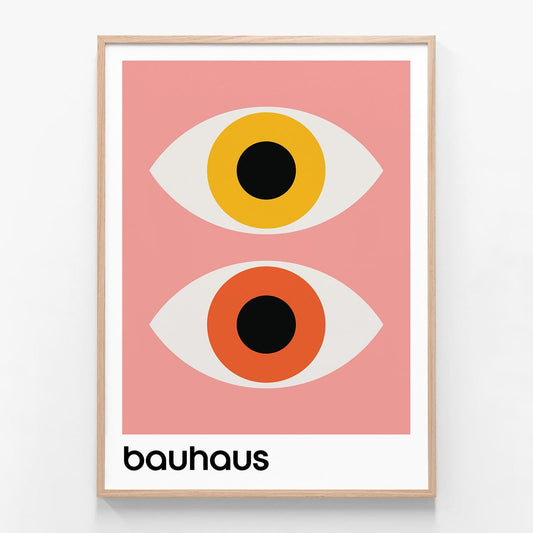 Bauhaus Pink oak framed print