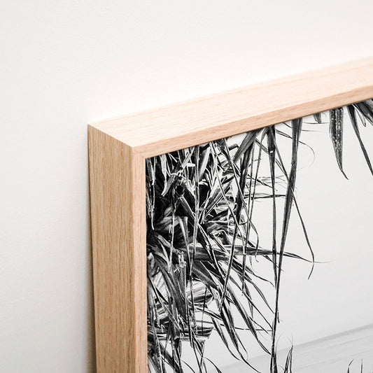 Beach Hideaway B&W Canvas wall art corner detail