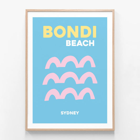 Bondi Beach 2 oak framed art print