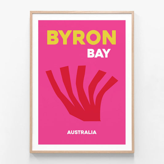 Byron Bay 3 oak framed art print
