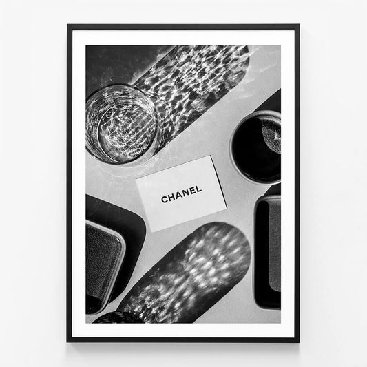 Chanel Card wall art print in black frame