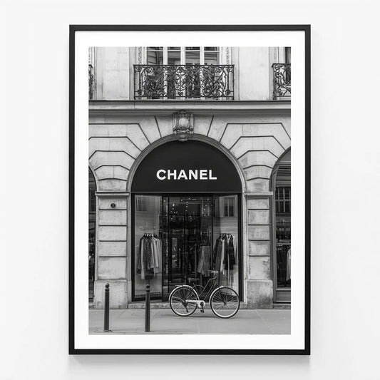 Chanel Store wall art print in black frame