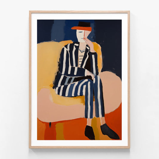 Deep in Thought oak framed print
