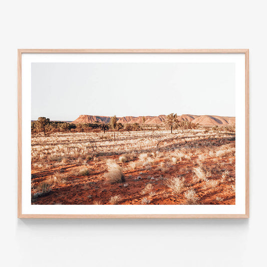 A Kings Canyon photography wall art print in oak frame
