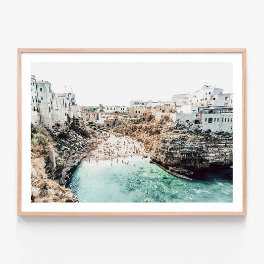 A framed photography print featuring Polignano a Mare.
