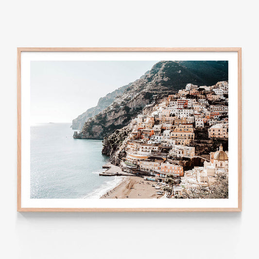 Positano View wall art print in oak frame
