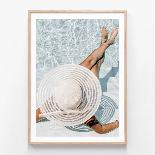 Relaxed wall art print in oak frame