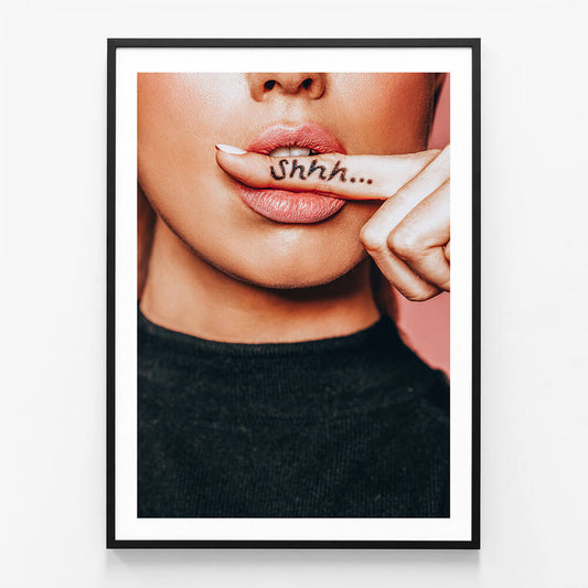 Shhh wall art print in black frame