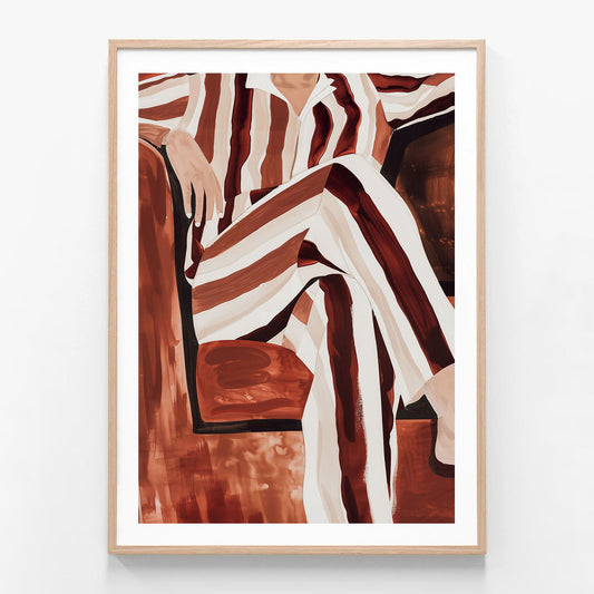 Striped Suit oak framed print