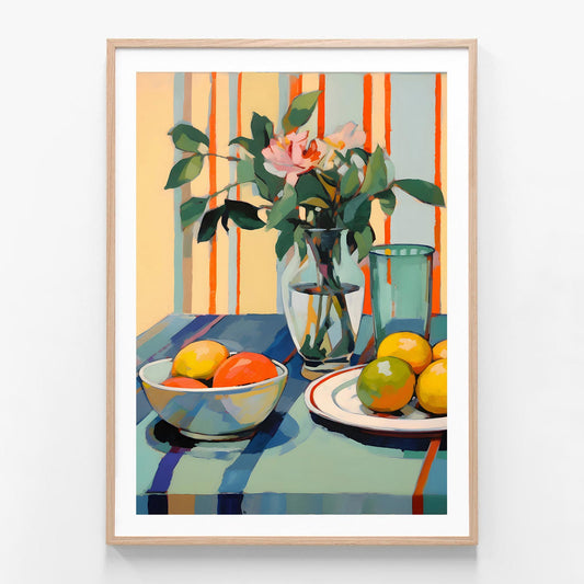 Window Still Life 3 oak framed print