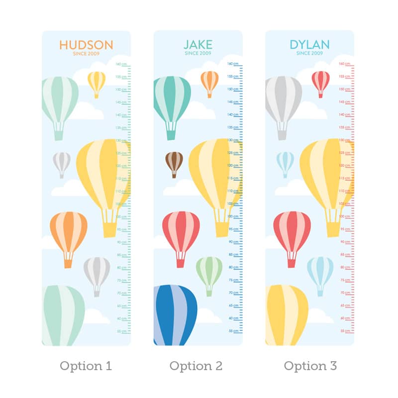 Hot Air Balloon Hight Chart for Boys Room