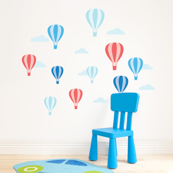 Classic Hot Air Balloon Wall Stickers for Boys Room