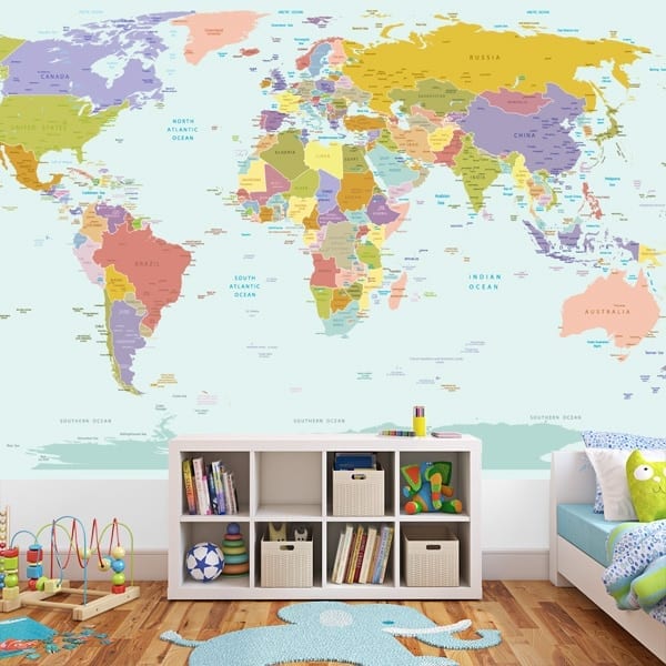 Map Of The World Wall Decal World-Map-Wall-Sticker