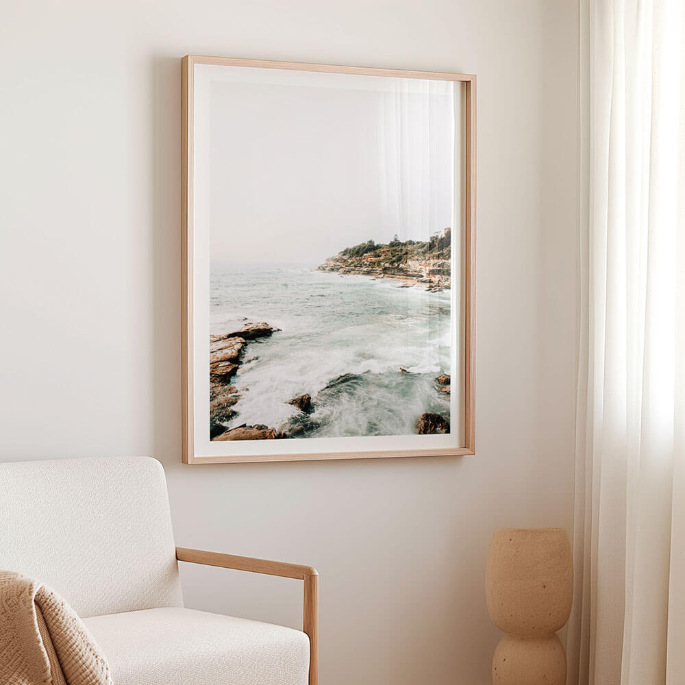 A coastal wall art print of the ocean
