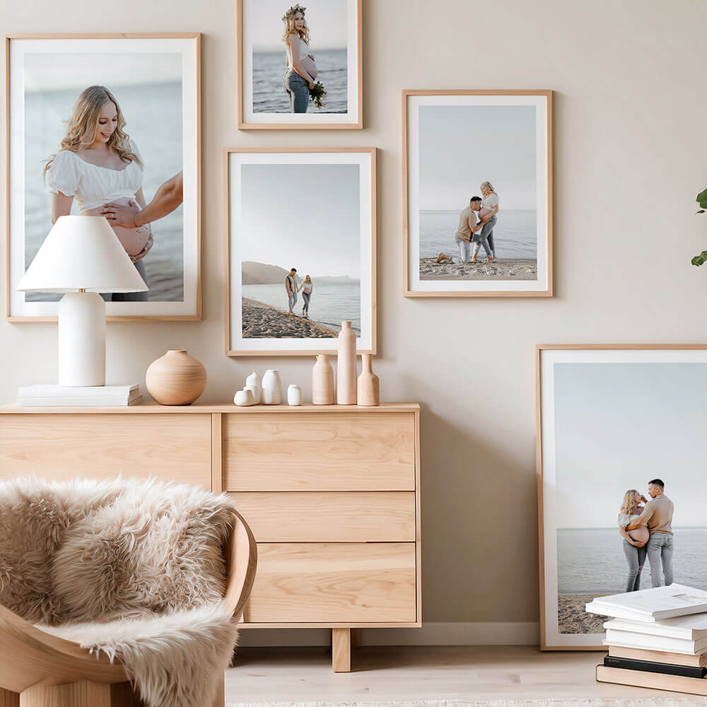 A gallery wall of online picture framing wall art prints.