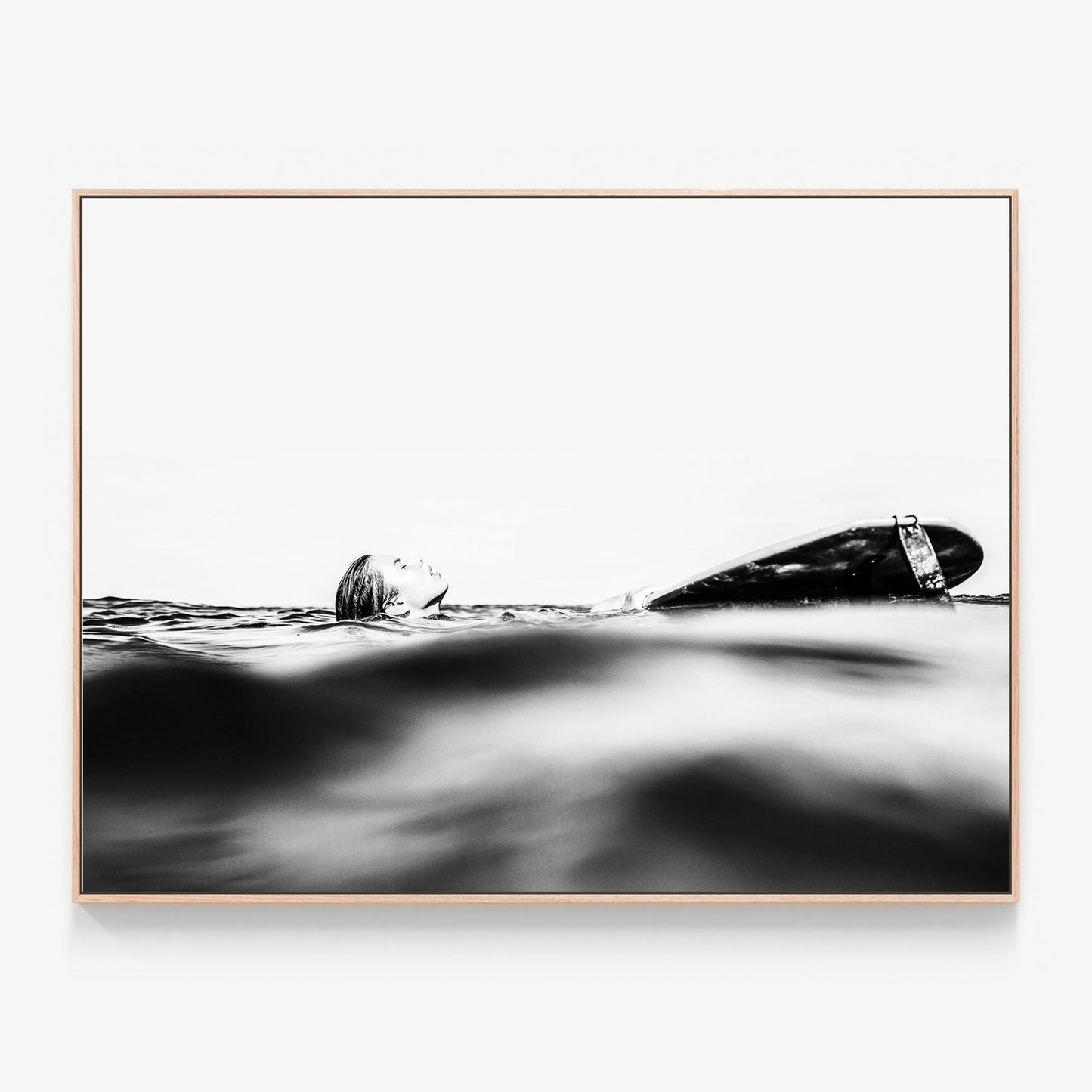 Above Water Canvas wall art with oak float frame