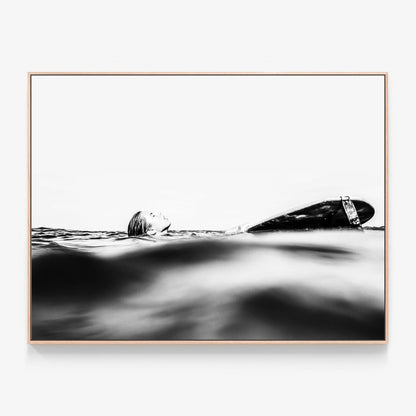 Above Water Canvas wall art with oak float frame