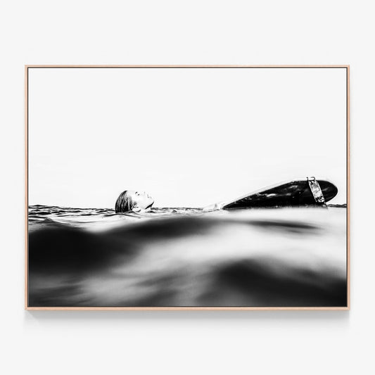 Above Water Canvas wall art with oak float frame