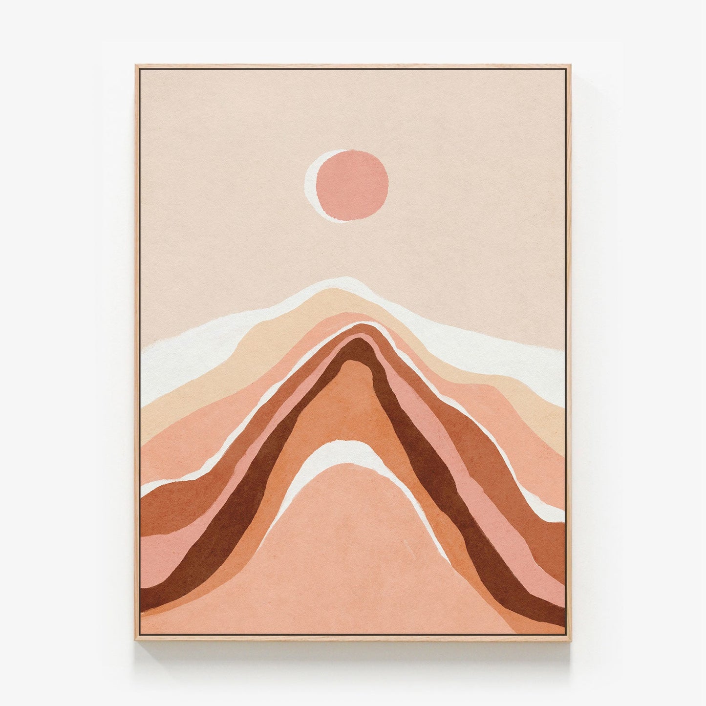 Abstract Mountains Canvas wall art with oak float frame