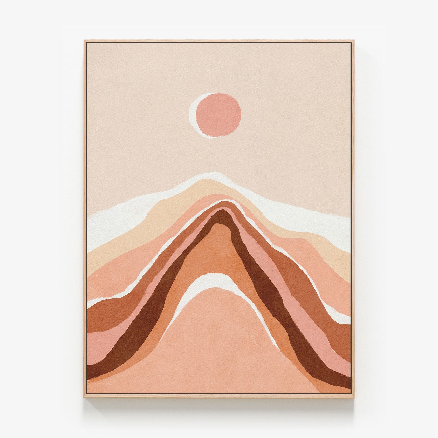 Abstract Mountains Canvas wall art with oak float frame
