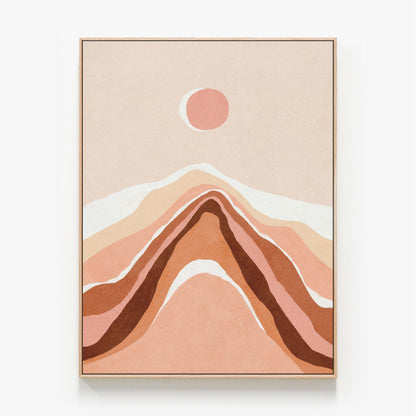 Abstract Mountains Canvas wall art with oak float frame