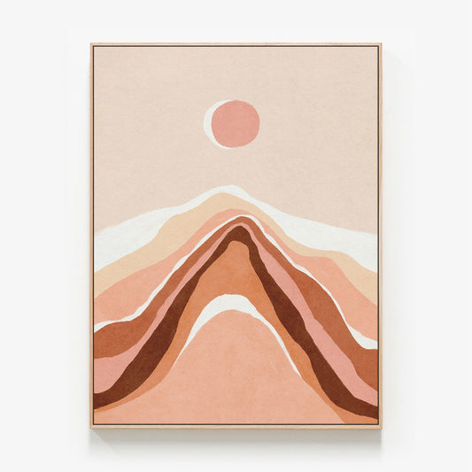Abstract Mountains Canvas wall art with oak float frame