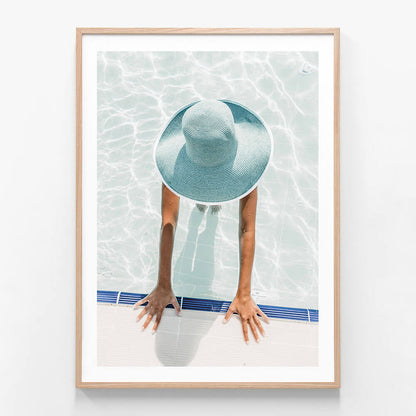 Afternoon Dip wall art print in oak frame