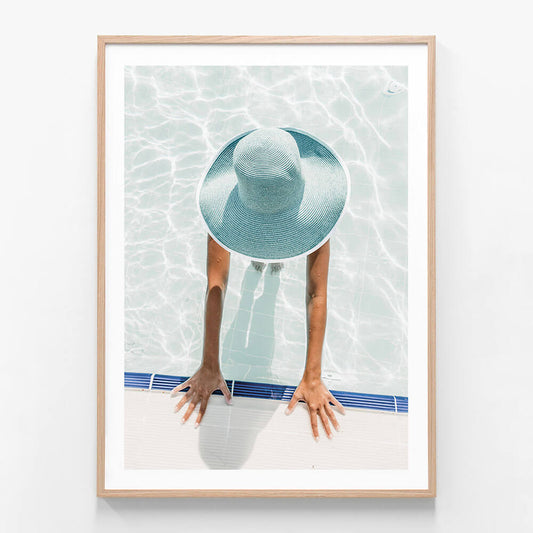 Afternoon Dip wall art print in oak frame
