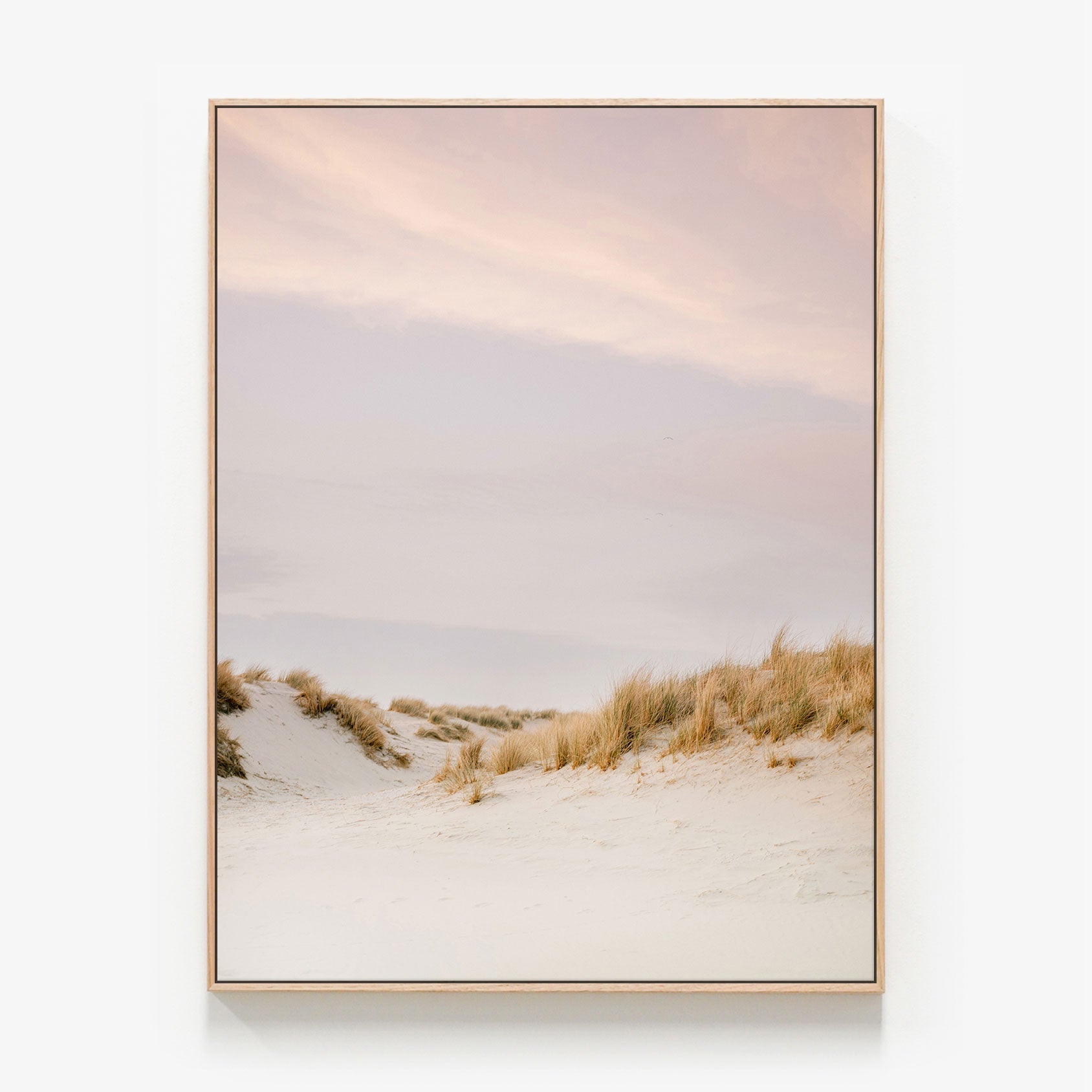 Ameland Dunes No. 3 Canvas wall art with oak float frame