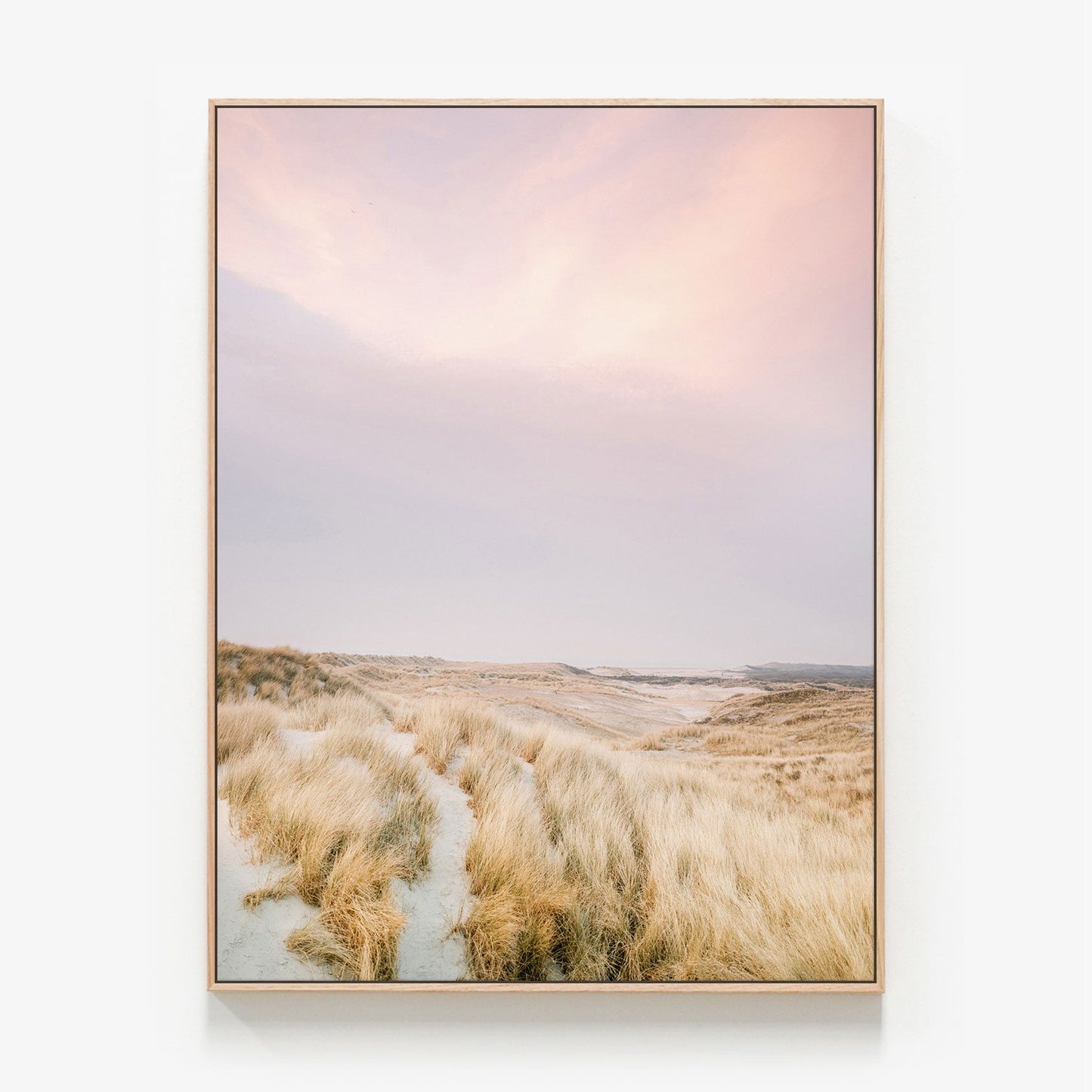 Ameland Dunes Canvas wall art with oak float frame