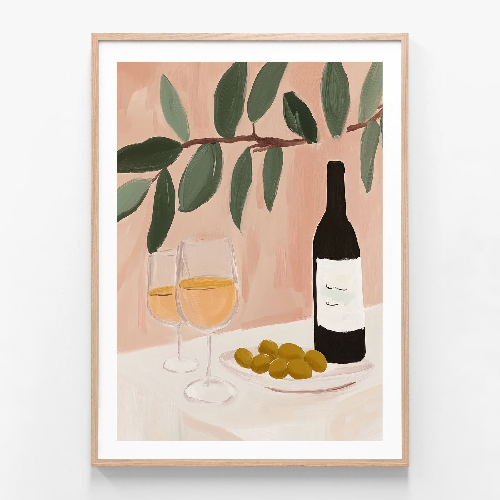 Aperitif Hour oak framed print