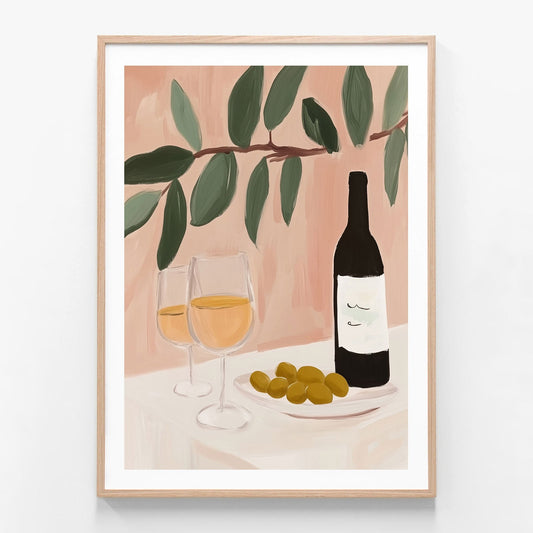 Aperitif Hour oak framed print