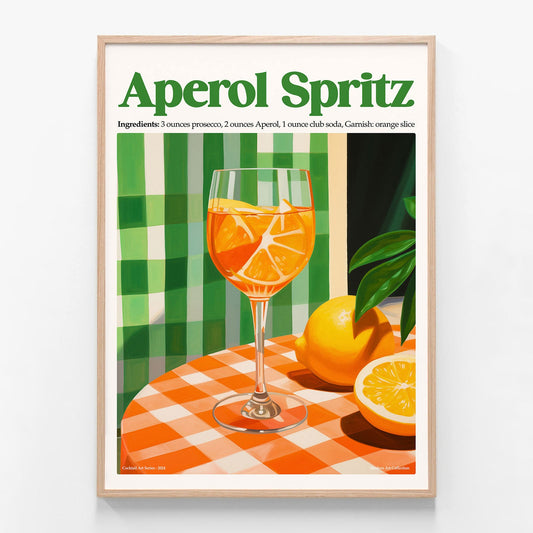 Aperol Spritz Glass oak framed print