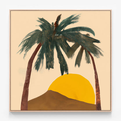 Archy Palms Canvas wall art with oak float frame