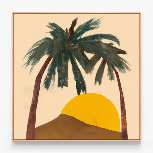 Archy Palms Canvas wall art with oak float frame