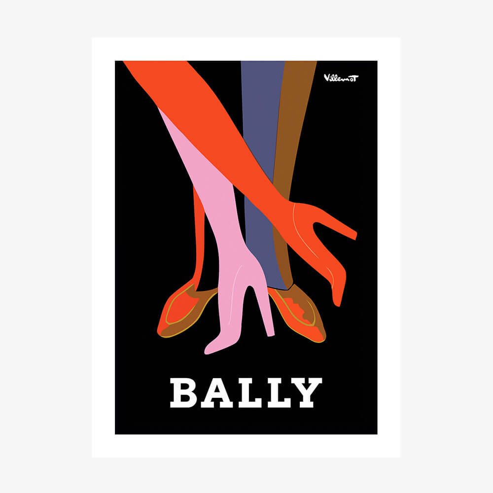 A print of the Iconic vintage advertising poster for Bally shoes.