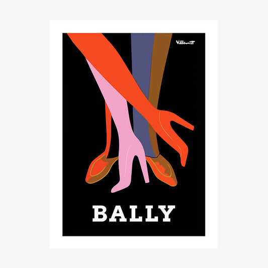 A print of the Iconic vintage advertising poster for Bally shoes.