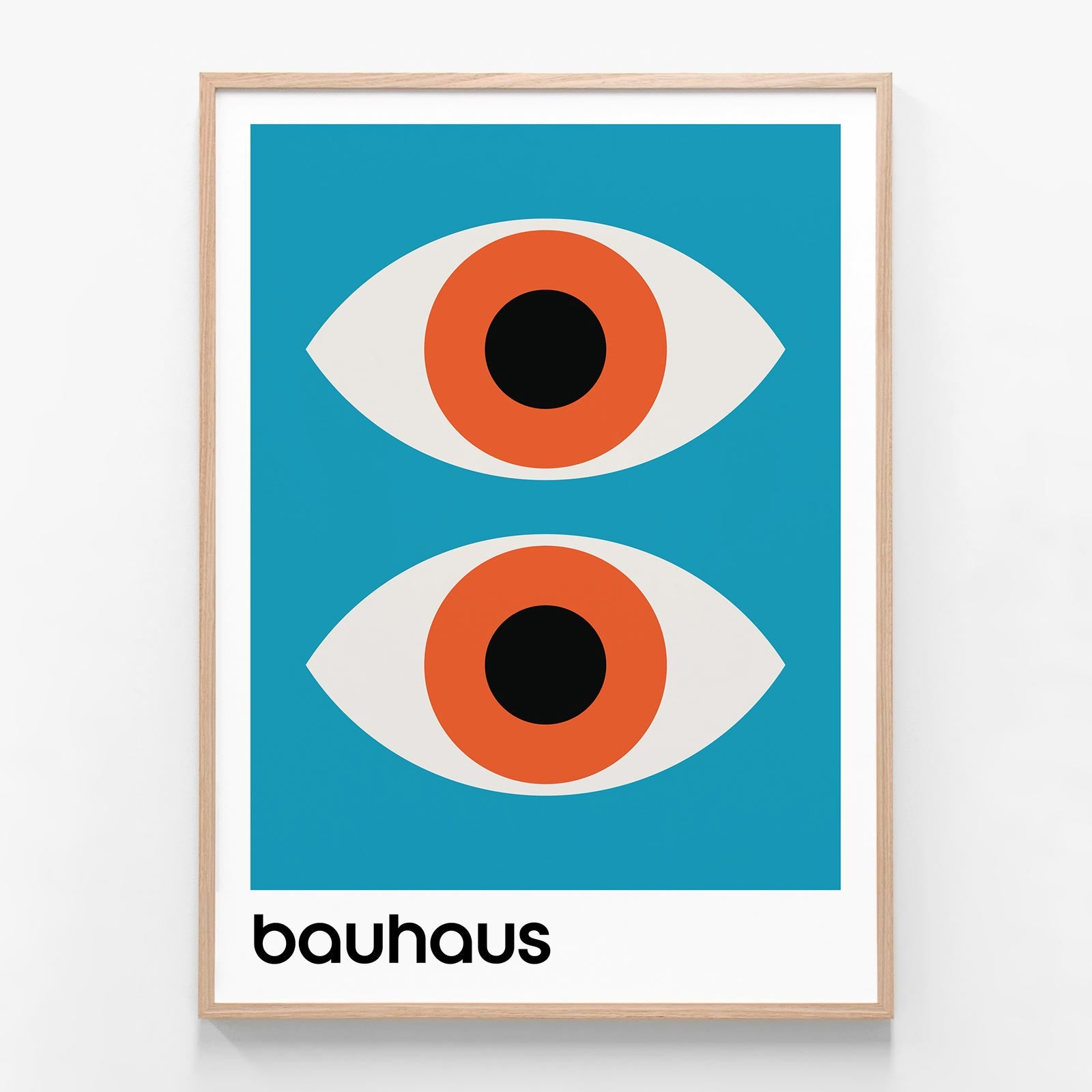 Bauhaus Aqua oak framed print