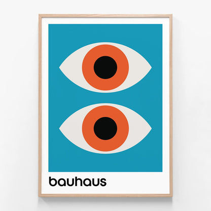 Bauhaus Aqua oak framed print