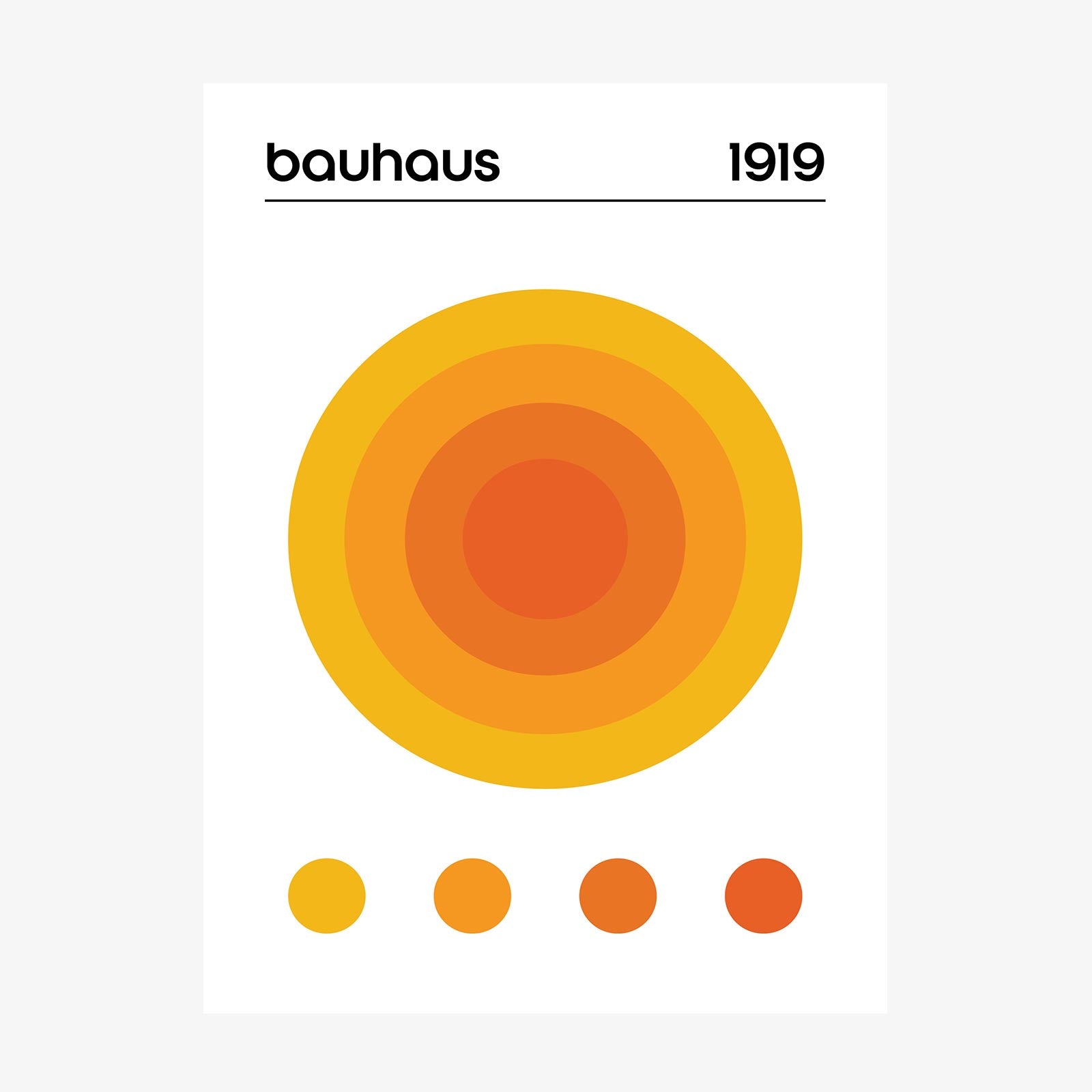 Bauhaus Orange Circle wall art print