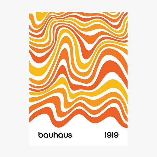 Bauhaus Orange Lines wall art print