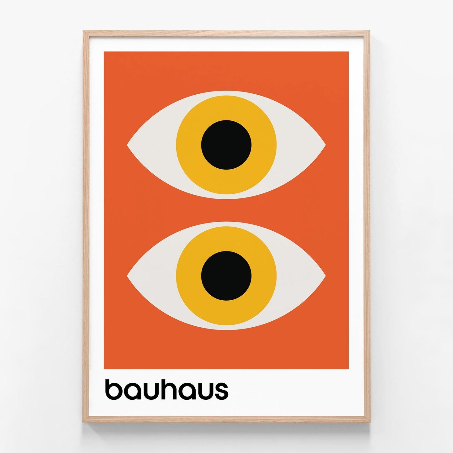 Bauhaus Orange oak framed print