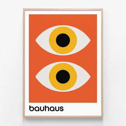 Bauhaus Orange oak framed print