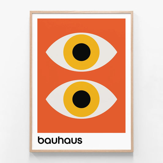 Bauhaus Orange oak framed print