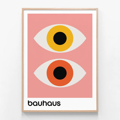 Bauhaus Pink oak framed print