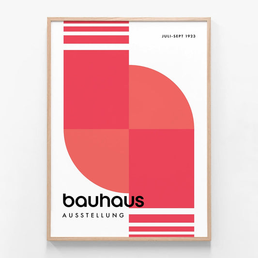 Bauhaus Red 2 oak framed print