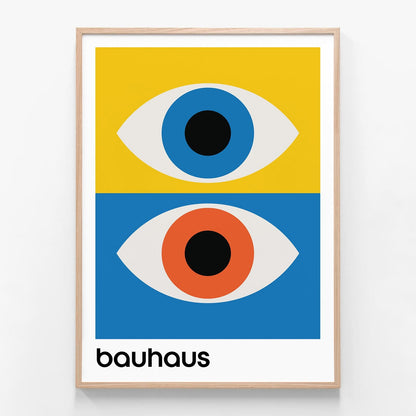 Bauhaus Yellow Blue oak framed print