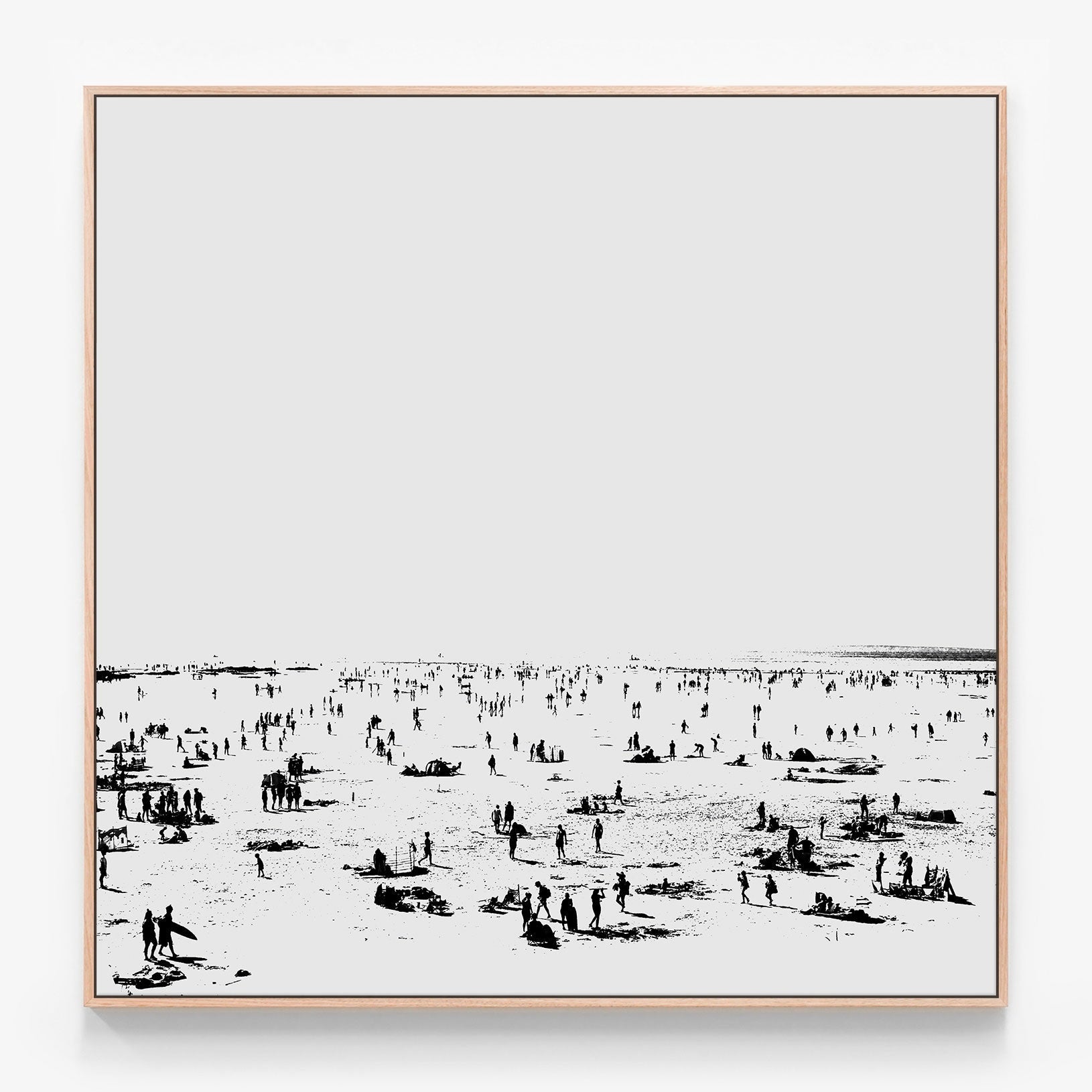 Beach Canvas wall art with oak float frame