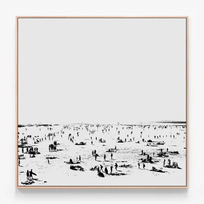 Beach Canvas wall art with oak float frame